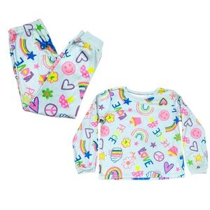 Girls Sz 10 Long Sleeve Pants Pajamas Colorful The Children’s Place Doodle Peace
